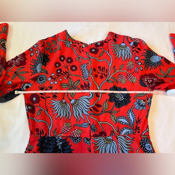 LOFT Petites Women’s Red Floral Day Work Casual Midi Dress Size 4P EUC - Picture 4 of 6